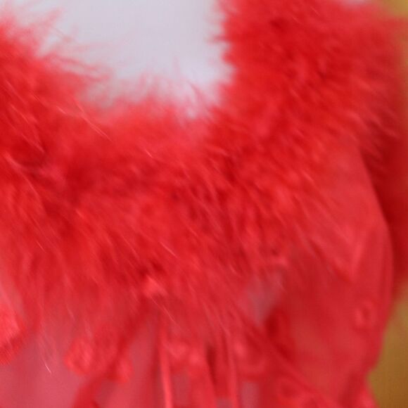 Inner Most Vintage Red Heart Chemise Lingerie Feather Trim Medium - Picture 4 of 13